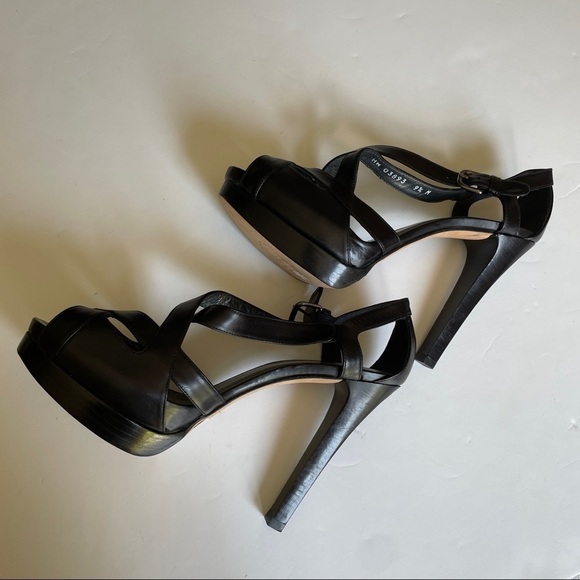 Stuart Weitzman Black Strap Platform High Heels - Picture 8 of 13